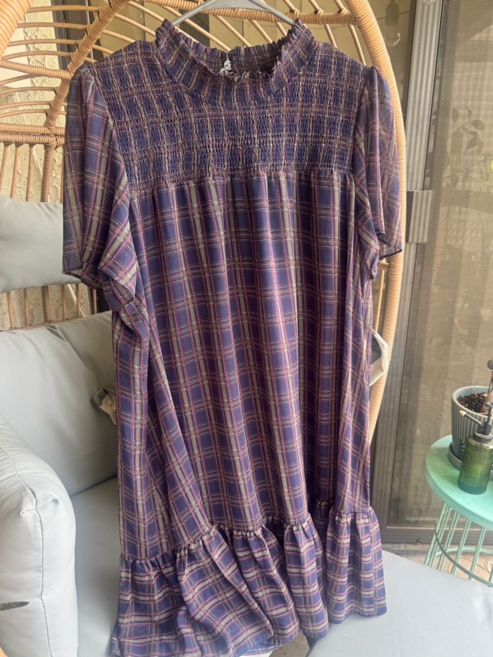 NWT Aqua for Bloomingdale’s Plaid Flutter Dress
